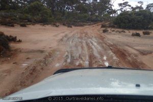 30 mins of rain and the track started to get boggy, Lake Dundas - Norseman